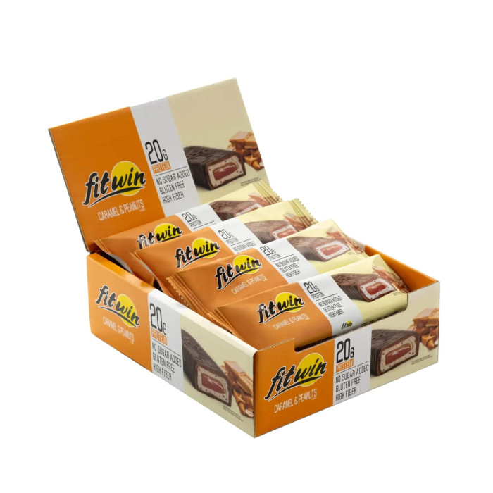 Батончик FitWin КАРАМЕЛЬ ТА АРАХІС, БЕЗ ЦУКРУ 60 г 33%, 12 штук