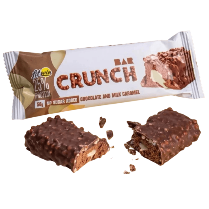Батончик Crunch Bar ШОКОЛАД МОЛОЧНА КАРАМЕЛЬ БЕЗ ЦУКРУ 50 г 25%, 12 штук