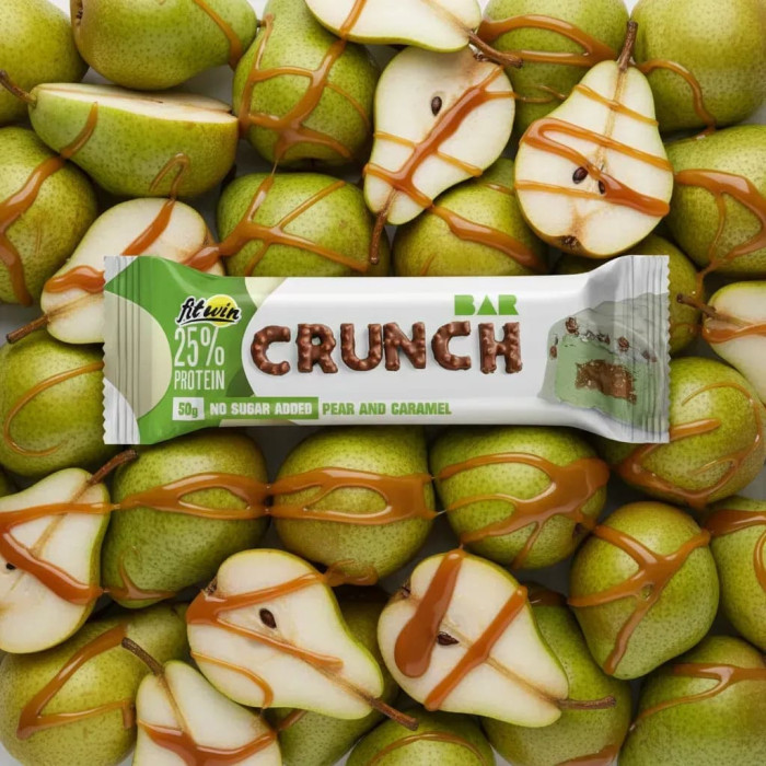 Батончик Crunch Bar ГРУША КАРАМЕЛЬ БЕЗ ЦУКРУ 50 г 25%, 12 штук