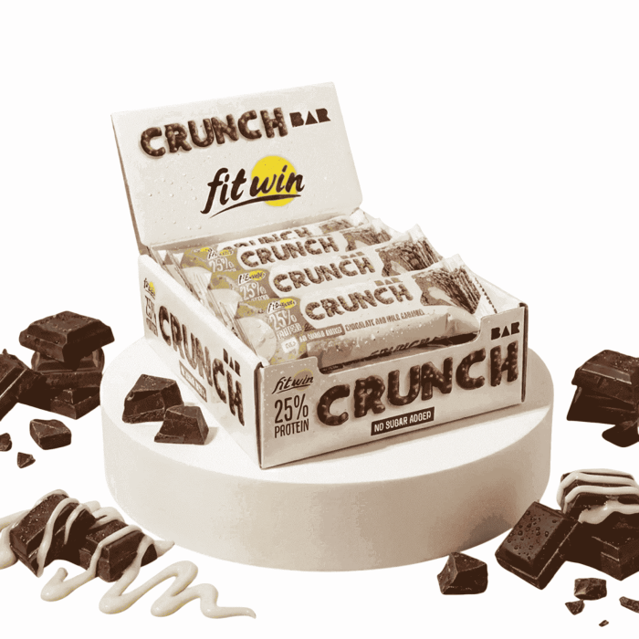 Батончик Crunch Bar ШОКОЛАД МОЛОЧНА КАРАМЕЛЬ БЕЗ ЦУКРУ 50 г 25%, 12 штук