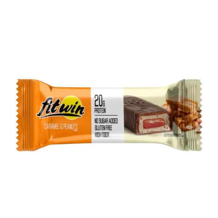 Батончик FitWin КАРАМЕЛЬ ТА АРАХІС, БЕЗ ЦУКРУ 60 г 33%, 12 штук